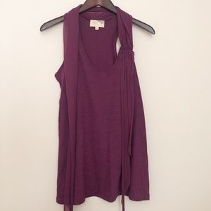 Elizabeth & James Purple Chiffon Scarf Tank